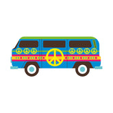Minibus Hippie Van with Peace Symbol Vector Art