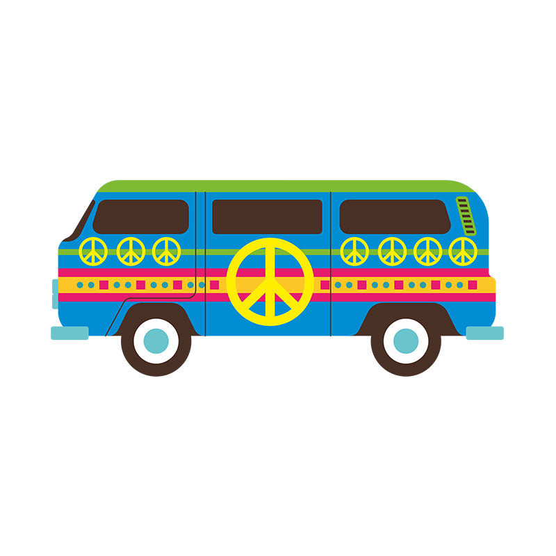 Minibus Hippie Van with Peace Symbol Vector Art