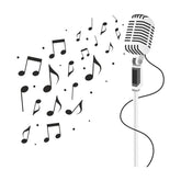 Singing Karaoke with Mic and Music Silhouette Art