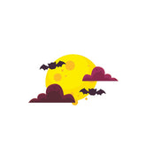 Haunted Halloween Moon Bats Vector Art