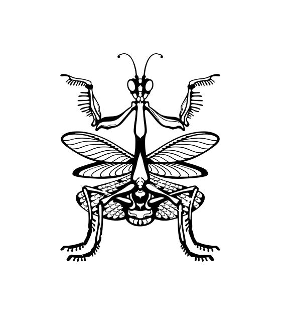 Camouflaged Flower Mantis Silhouette Art