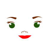 Green Beady Eyes and Red Lips Mermaid Face Vector Art