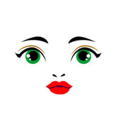Green Cute Beady Eyes Red Lips Mermaid Face Vector Art