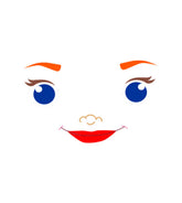 Blue Beady Eyed and Red Lips Mermaid Face Vector Art