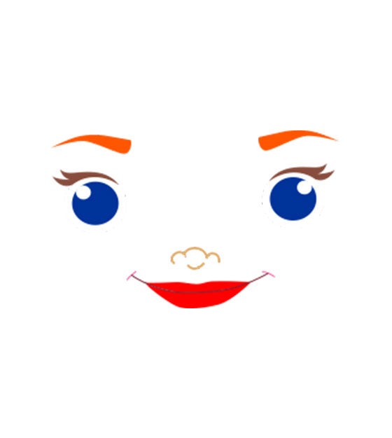 Blue Beady Eyed and Red Lips Mermaid Face Vector Art
