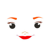 Beady Eyed and Red Lips Mermaid Face Vector Art