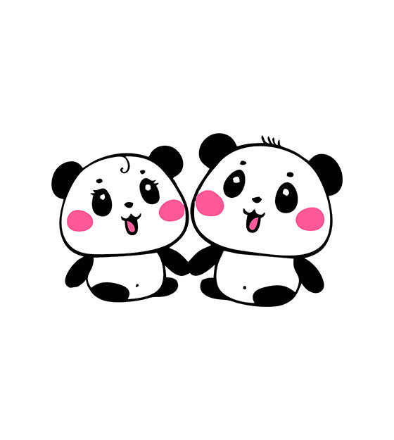 Cute Panda Pair Vector Art