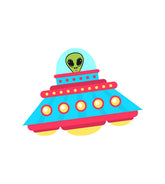 Blue and Red Color Extraterrestrial UFO Vector Art