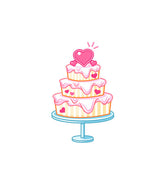 Vanilla Heart Induced Wedding Cake Vector Art
