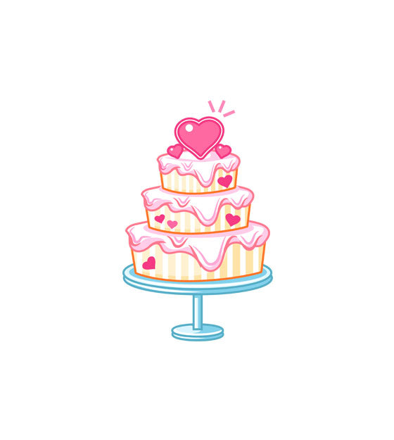 Vanilla Heart Induced Wedding Cake Vector Art