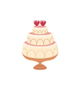 Hearts with Buttercream Frosting Wedding Cake Vector Art