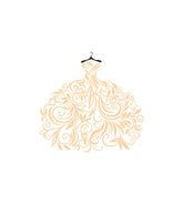 Stellar Floral Ball Gown Wedding Dress Vector Art