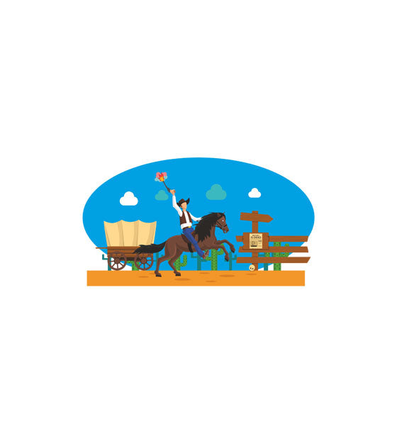 Shooting Cowboy and the Rearing Horse Vector