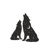 Wolves Howling at Night Silhouette Art