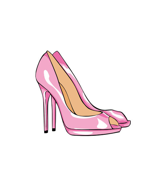 Pink Peep Toe Heels Vector Image