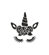 Glamorous Floral Unicorn Face Stencil