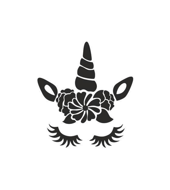 Glamorous Floral Unicorn Face Stencil
