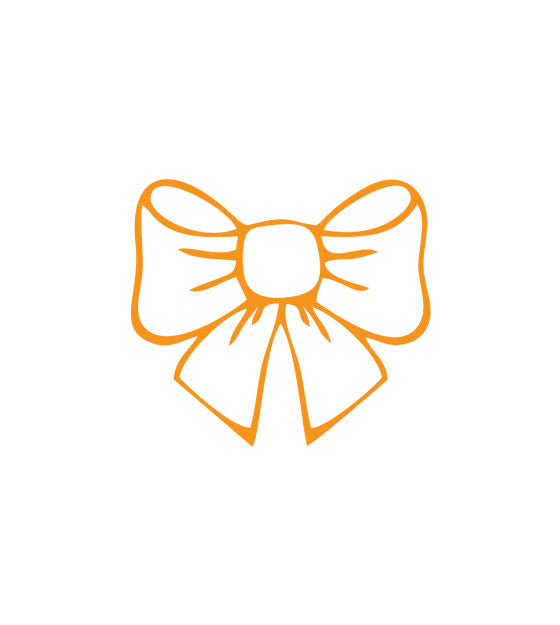 Subtle Orange Outlined Ribbon Bow Gift Wrap Vector Art