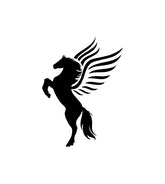 Stallion Rearing Pegasus Silhouette Art