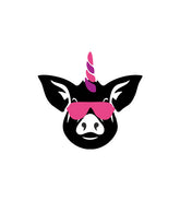 Funky Sunglasses and Unicorn Horn Pig Silhouette Art