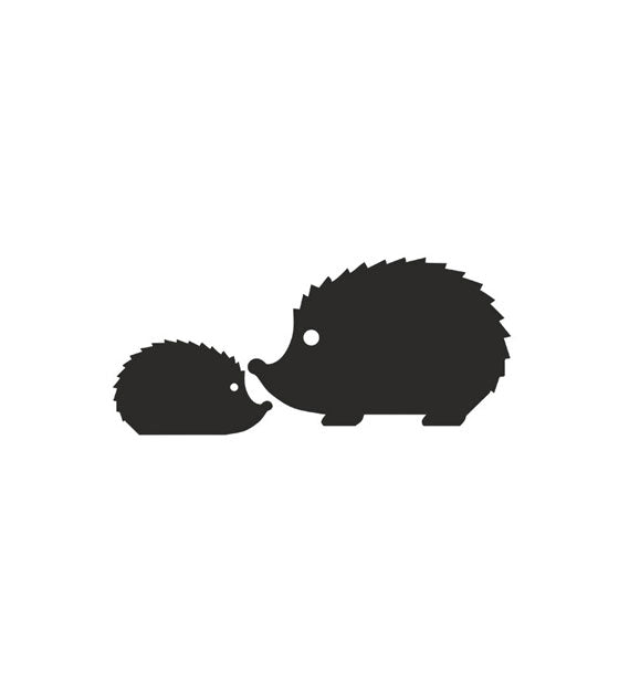Mama Hedgehog and Baby Hoglet Silhouette Art