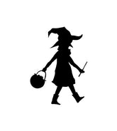 Roaming Witch Holding Wand and Candies Silhouette Art