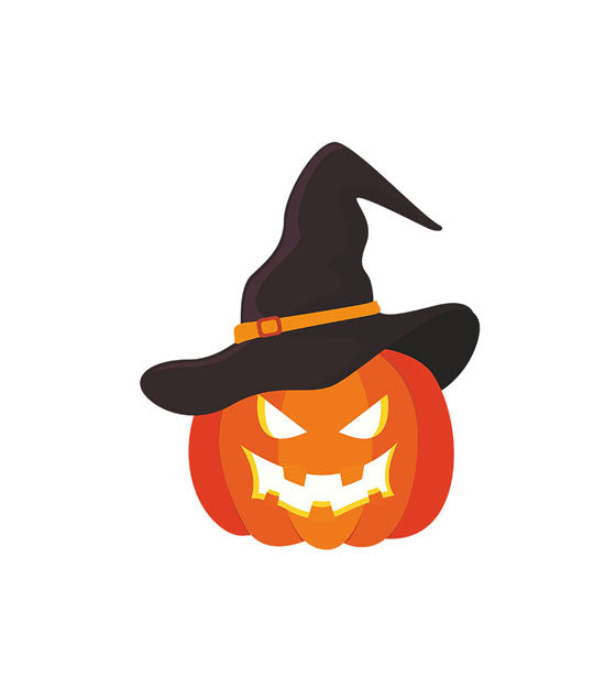 Jack O'Lantern Wearing Pointed Witch Top Hat Vector Art
