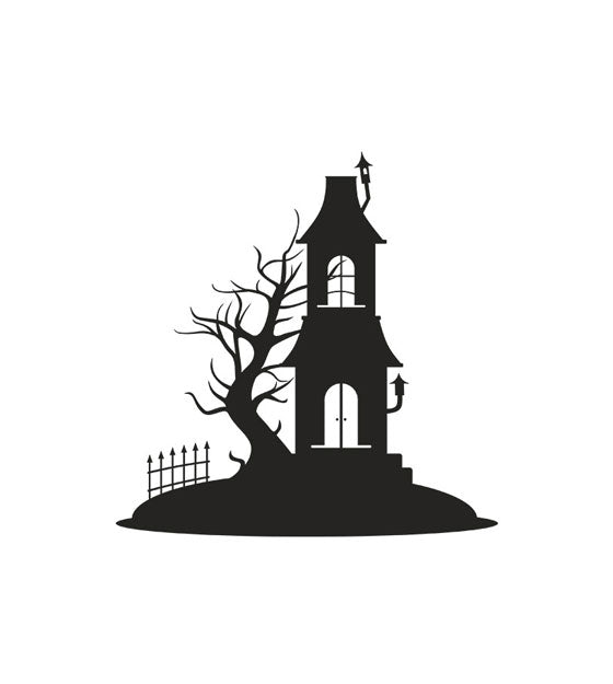 Pernicious Halloween Building Silhouette Art