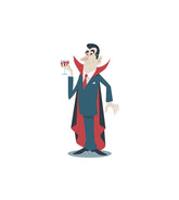 Vampire Having Glass of Blood Halloween Vector Art