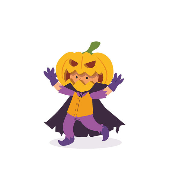 Jack O' Lantern Halloween Kid Costume Vector Art