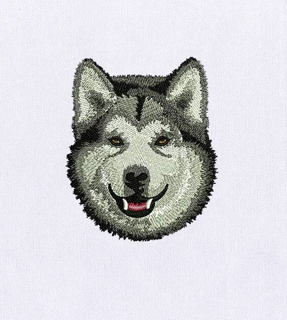Siberian Husky Face Embroidery Design