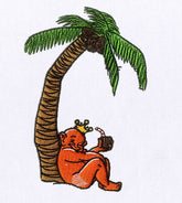 Relaxed King and Palm Tree Embroidery Design