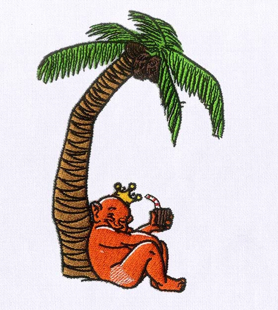 Relaxed King and Palm Tree Embroidery Design