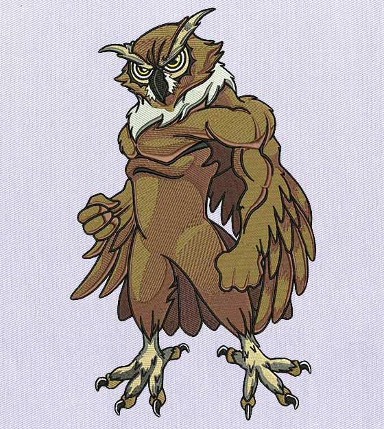 Buffed and Domineering Owl Embroidery Design