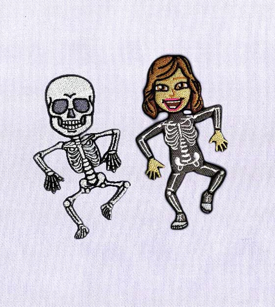 Creepy and Quirky Skeletal Couple Digital Embroidery Design