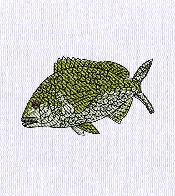 Artistically Complex Fish Embroidery Design