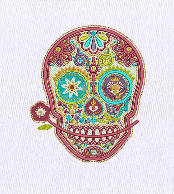 Wacky and Colorful Skull Digital Embroidery Design
