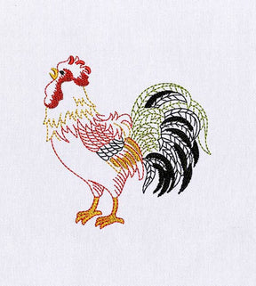Colorful Pulsating Cockerel Embroidery Design