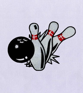Struck Pins Bowling Machine Embroidery Design