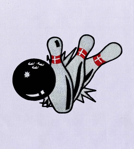 Struck Pins Bowling Machine Embroidery Design