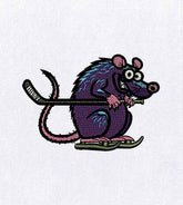Quirky Rat Hockey Player Embroidery Design