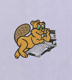 Charming Chirpy Reading Beaver Embroidery Design