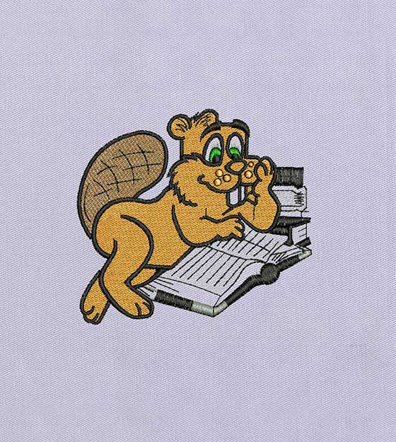 Charming Chirpy Reading Beaver Embroidery Design