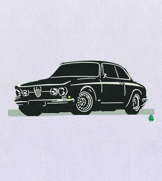 Breathtakingly Black and White Car Embroidery Design