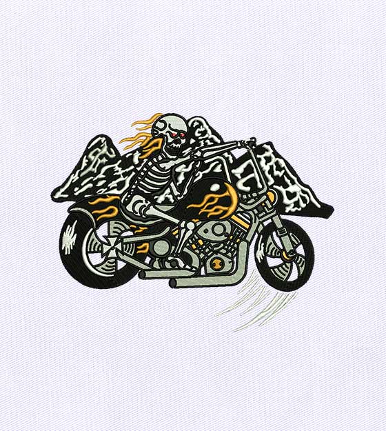 Skeleton Hell Rider Embroidery Design