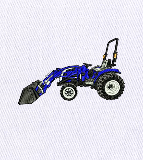 Charged Blue Tractor Embroidery Design