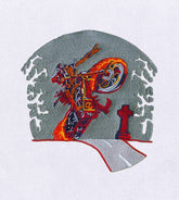 Wild and Uninhibited Headless Bike Rider Embroidery Design