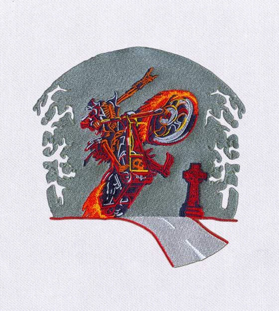 Wild and Uninhibited Headless Bike Rider Embroidery Design