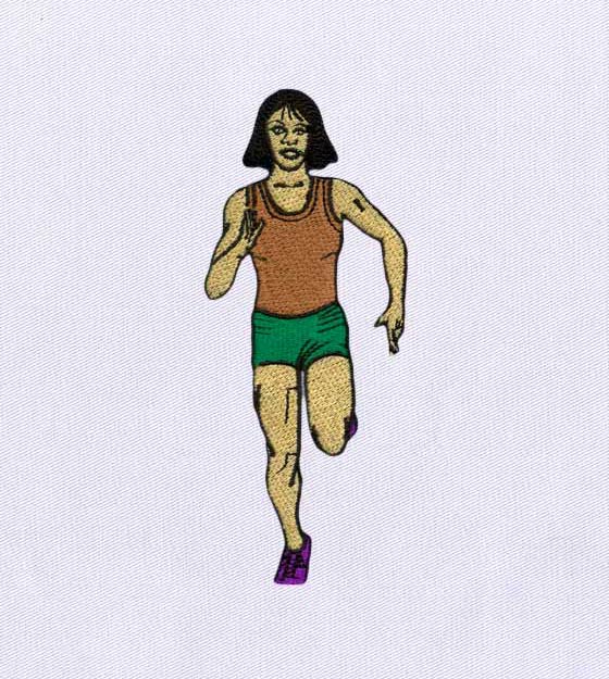 Determined Dashing Woman Embroidery Design