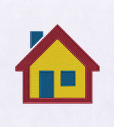 Primary Colored House Digital Embroidery Design
